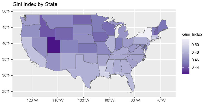GINI Index By State (RStudio)